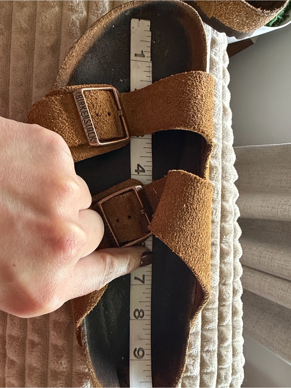 Birkenstock Suede Two-Buckle Slide Sandals in Brown - Picture 10 of 13
